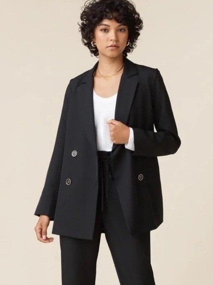 Vetta Classic Convertible Black Double-Breasted Blazer / Vest